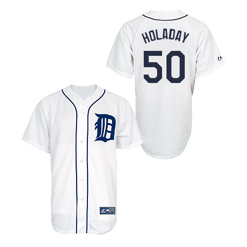 Bryan Holaday #50 Youth Baseball Jersey-Detroit Tigers Authentic Home White Cool Base MLB Jersey